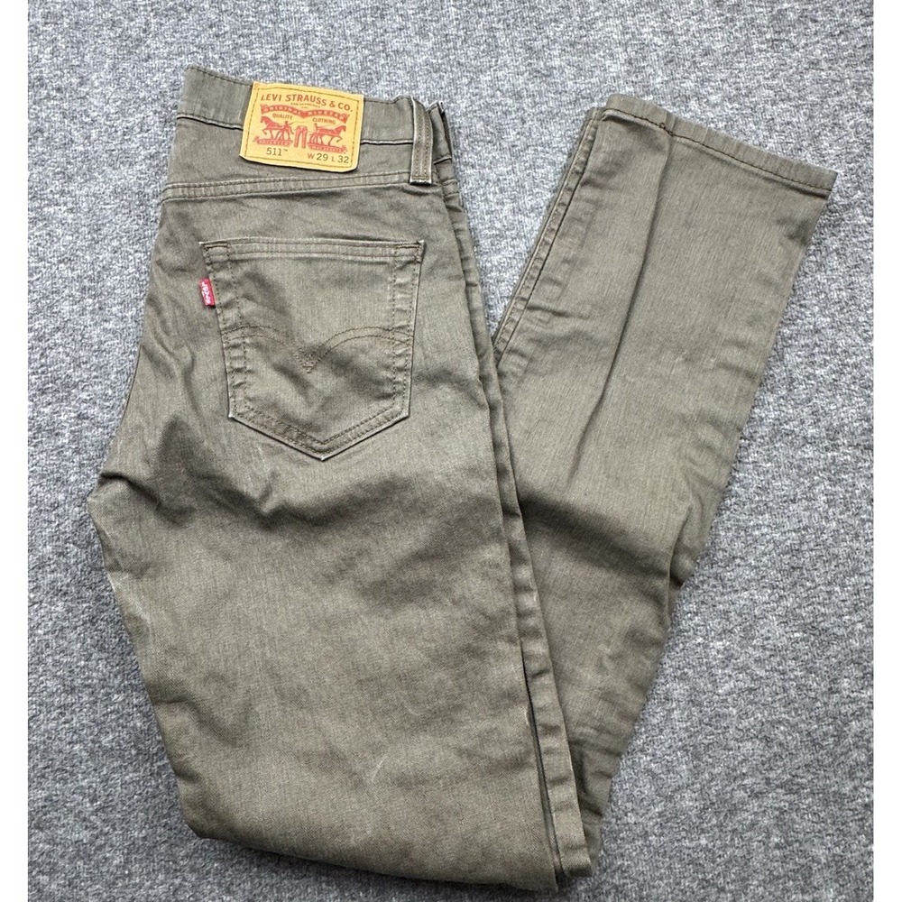 Levis‎ 511 Jeans Mens 29x32 Green Slim Fit Stretch Denim 5 Pocket Pants Casual